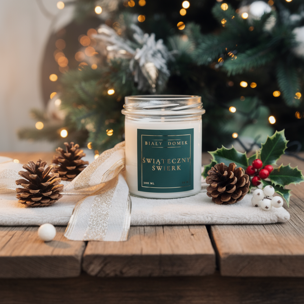 Świąteczny świerk - świeca sojowa