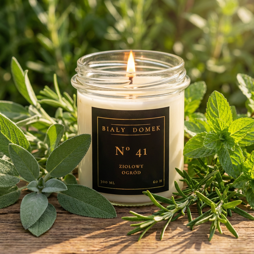 Ziołowy ogród - świeca sojowa