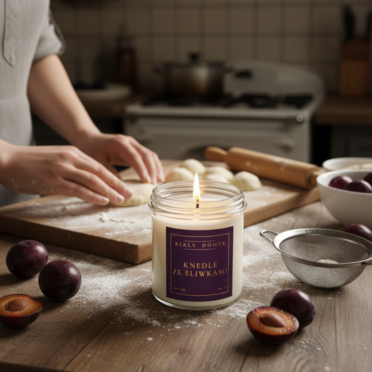 Knedle ze śliwkami - świeca sojowa