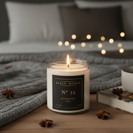 Kaszmirowy szal - świeca sojowa