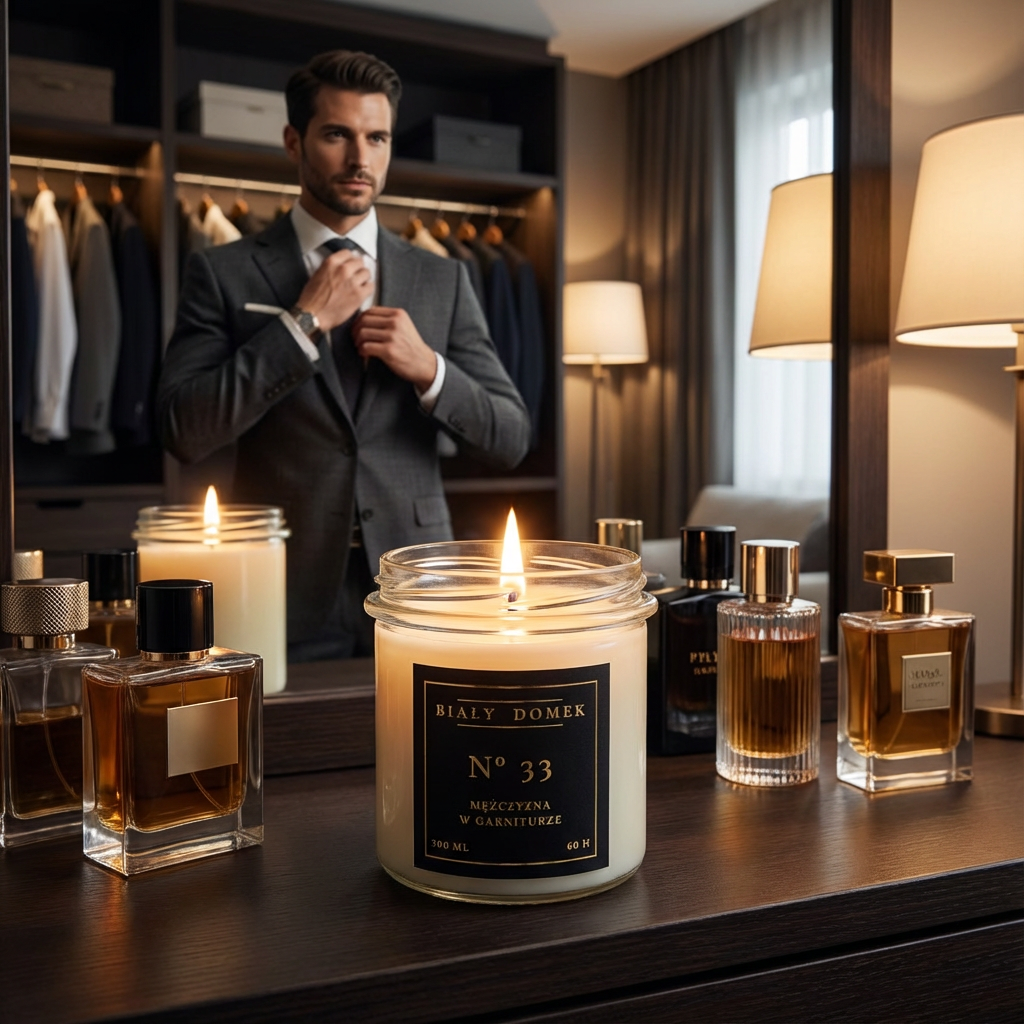 Mężczyzna w garniturze - świeca sojowa