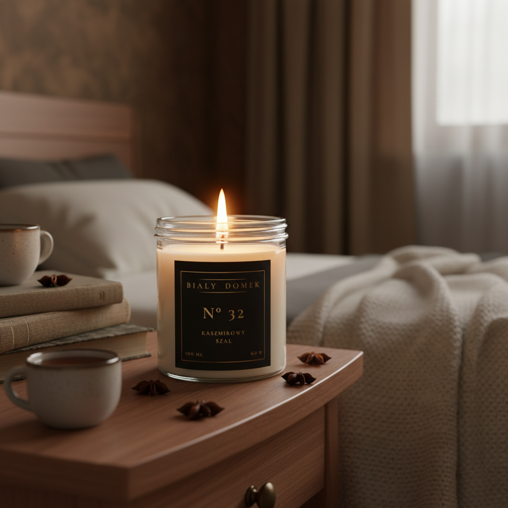 Kaszmirowy szal - świeca sojowa