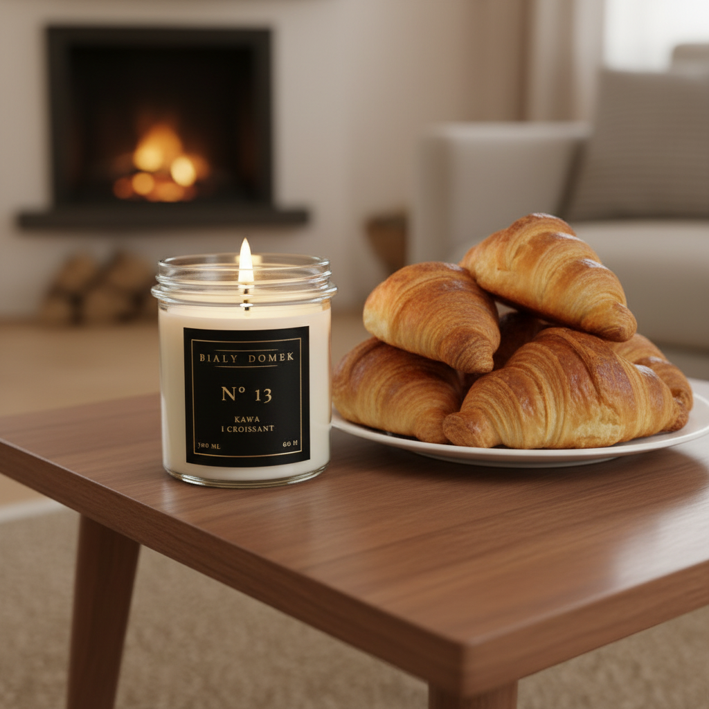 Kawa i croissant - świeca sojowa